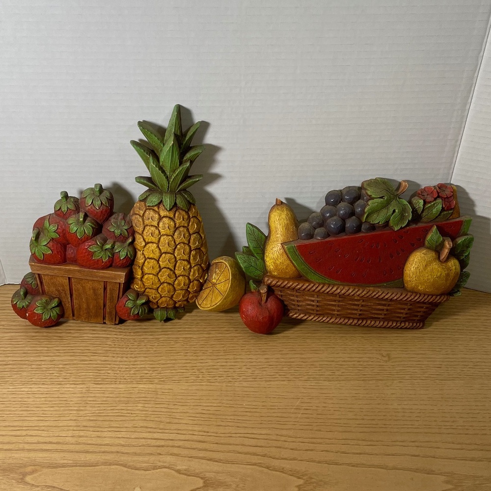 Vtg Kitchen Wall Decor HOMCO 7350 51 Fruit Pineapple Mid Century Modern MCM 1975